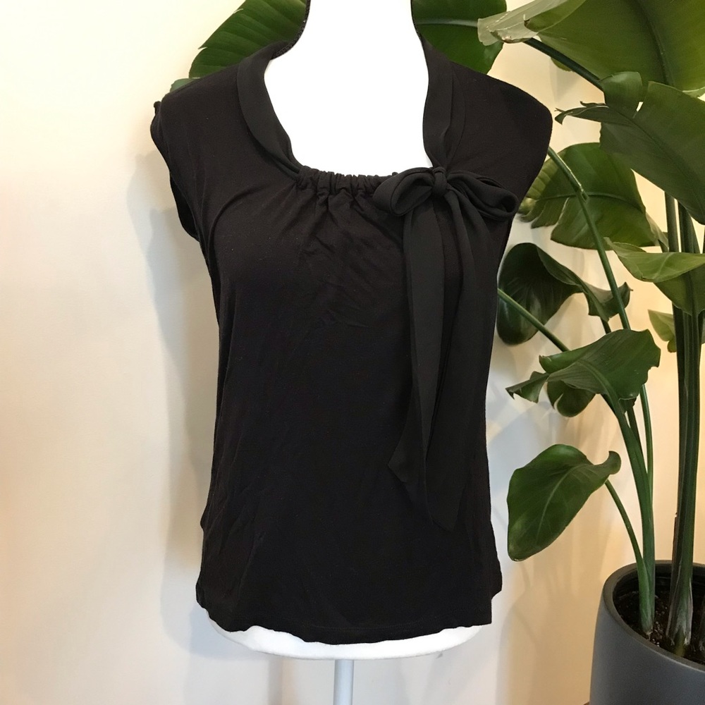 Anne Klein ribbon blouse, black size S